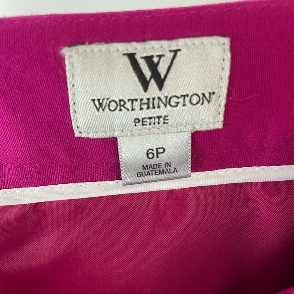 Worthington Magenta Pencil Skirt With Gold Button Embellishments Sz 6P - Picture 5 of 6